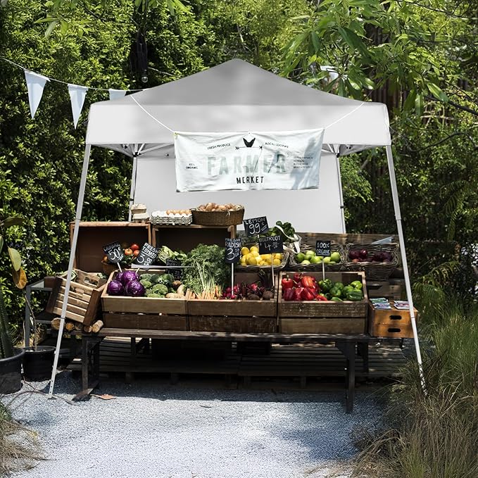 Outvita 6'x6' Pop Up Canopy Tent Commercial Instant Gazebo Tent, Waterproof & UV Protection Canopy Tent with Slant Legs & 1pc sidewall for Party Wedding Birthday BBQ Events