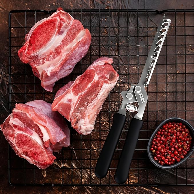 Rib Membrane Remover, Stainless Steel Cooking Accessories, Ergonomic BBQ Accessories, Dishwasher Safe Grilling Accessories, Barbecue Tool Set - Gift for Men (Black)