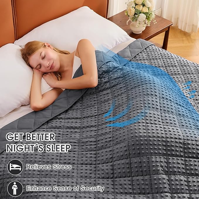 Weighted Blanket for Adults (20lbs, 48"x72" Twin Size) - Cooling Heavy Blanket for 130-220lbs with Premium Glass Beads - Soft Thick Big Blankets for All-Season Sleeping Comfort Breathable- Grey