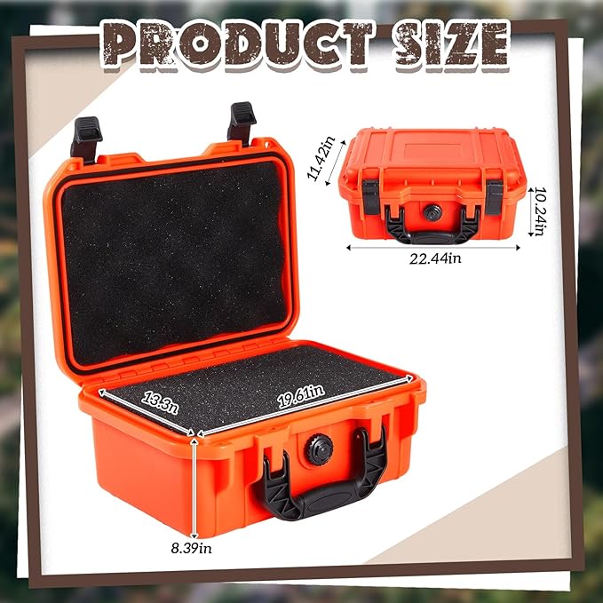 22.4 x 16.1 x 10.2 Inch Waterproof Hard Case with DIY Customizable Foam Insert Portable Protective Case with Knife for Camera Drones Equipments Tools Test Instruments (Reddish Orange)