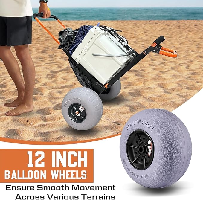 Beach Trolley Cart with 12inch Balloon Wheels for Sand All Terrain