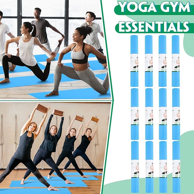 Amylove 12 Pieces Yoga Mats Bulk 68x24x0.12 Inch Exercise Non Slip Fitness Workout Mats for Women Men Home Workout Gym Yoga