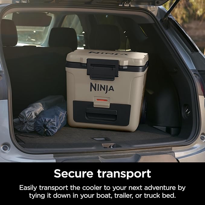 Ninja | Cooler | FrostVault 30QT Cooler with Wheels | Insulated with Temp Dry Storage Drawer | Keeps Ice Cold for Days | for The Beach, Camping, Picnics & More | Birch Beige | FB230CS