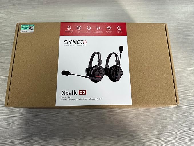 SYNCO XTALK X2 Wireless Headset Intercom System 2.4GHz 400 Meters Noise Cancellation Communication Headset for 2 Persons Live Streaming Movie Shoot Team Communication