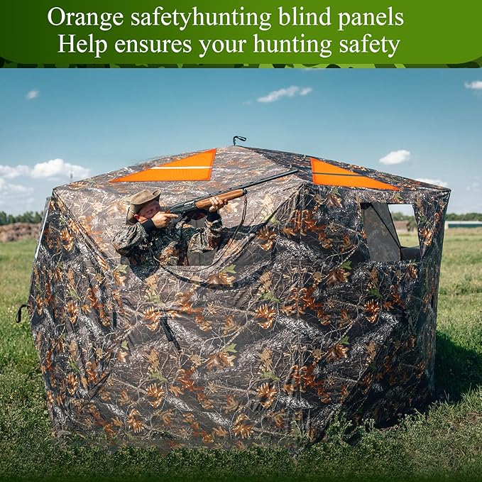 Blaze Orange Safety Panel, 4Pcs Triangle Magnetic Hunting Safety Panel with Reflective Strips 12 Magnetic Buttons 1 Storage Bag Hunting Blind Accessories for Outdoor Hunting Blind Tents