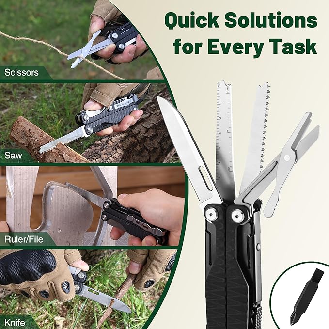 MOSSY OAK Multitool, 17-in-1 EDC Multi Tool with CNC-Machined Steel Pliers, G10 Anti-Slip Handle, Nylon Sheath & Belt Clip – Durable MultiTool for Camping, Hiking, Hunting, Survival, and Everyday Use