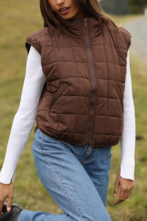 Zeagoo Womens Puffer Vest Ladies Sleeveless Zip Up Outerwear Warm Puffer Lightweight Down all Winter Jackets Coats 2025