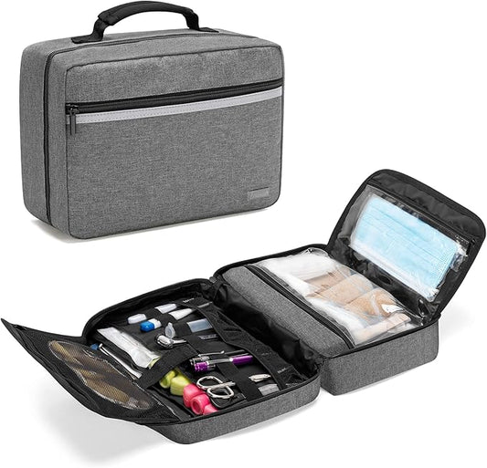 Trunab Portable First Aid Bag Empty, Medical Supplies Bag with 2 Inner Flap, Emergency Trauma Bag for Accessories, Grey