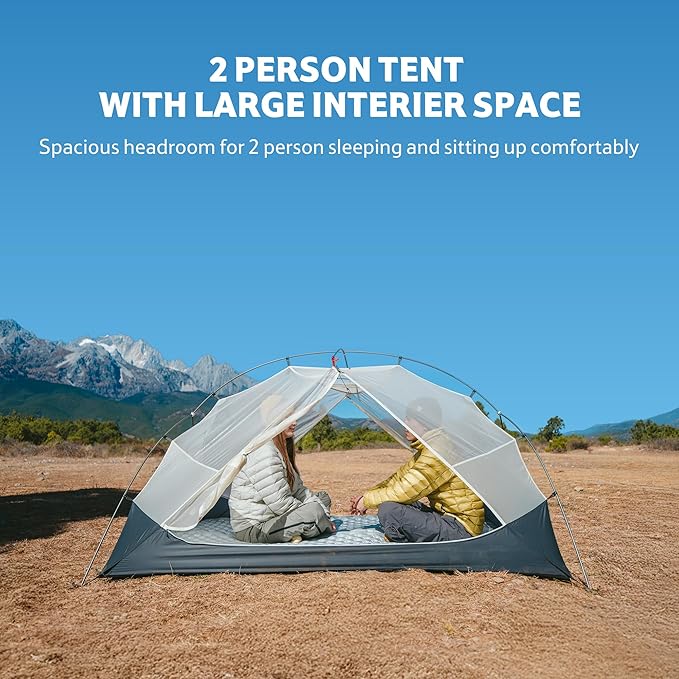Naturehike Mongar UL 1-2 Person Backpacking Tent,15D Nylon Waterproof Ultralight One Person Two Person Tent with Footprint