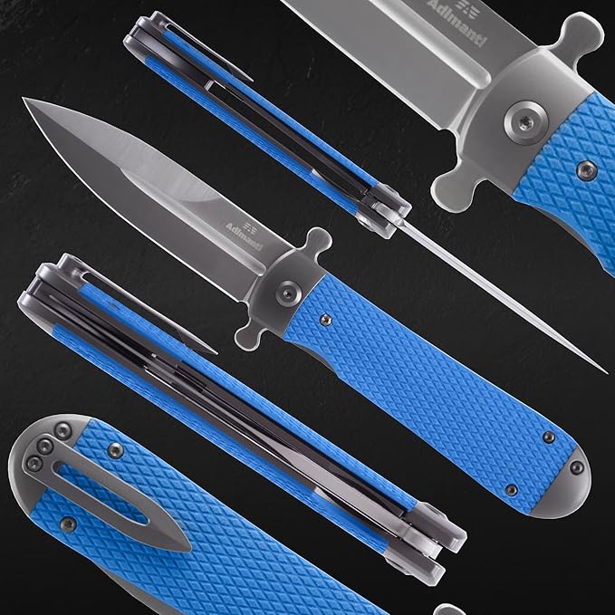 GANZO Firebird Adimanti Samson-BL Folding Pocket Knife Razor Sharp D2 Steel Blade Ergonomic G10 Anti-Slip Handle with Clip Hunting Fishing Camping Gear Outdoor Flipper EDC Pocket Knife (Blue)