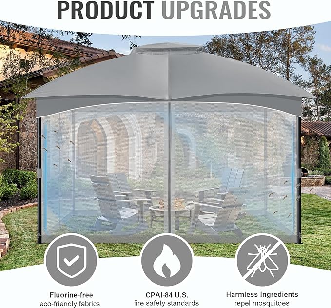 COWVIE Gazebo Replacement Netting Screen, 12' x 16' Universal Gazebo 4-Panel Mosquito Sidewalls with Double Zippers for Outdoor Patio (Only Netting)