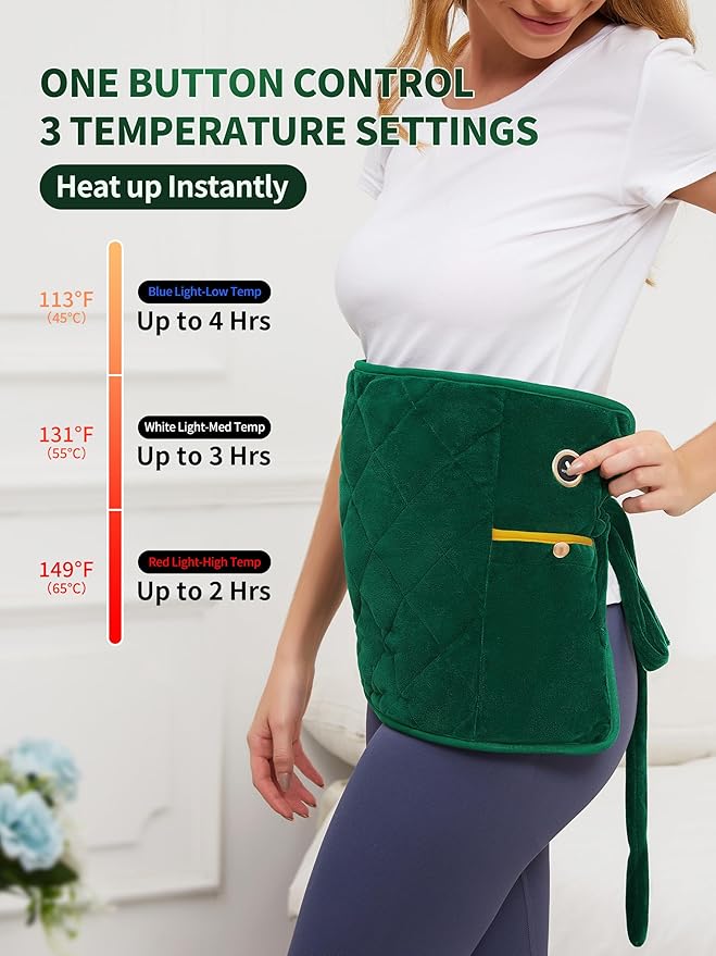 Vofuoti Weighted Heating Pad with Battery, 3 Heat Settings, Electric Portable Cordless Heating Pad for Back, Neck & Shoulder, Abdomen, Large Heated Pad for Women Men, 12" x 24", 2 lbs