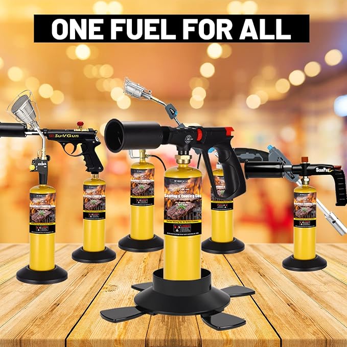 14.1oz MAPP Gas 4 Packs Kit 99.99% High Purity Equal to MAPP Gas Hotter than Propane No Odor Cooking Searing Camping Gas to Broil Sous Vide for Welding Brazing Soldering Propane Torch Head On