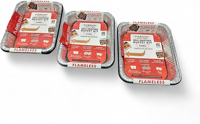Flame-Free Catering Heat Pads & Buffet Kits – Sustainable Natural Mineral Food Warming Solution for Full & Half Pans (Party Kit/Pack of 12)