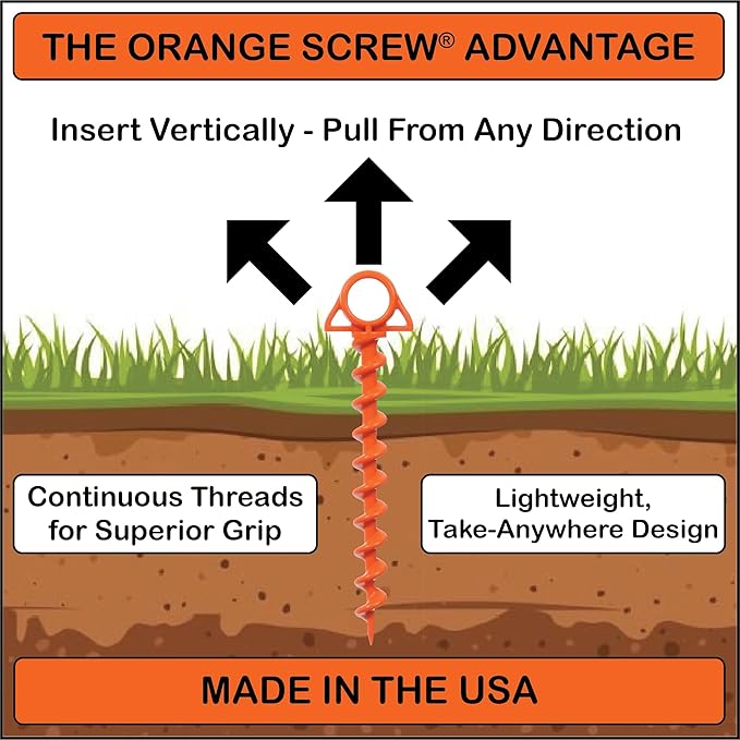 Ultimate Ground Anchors: Heavy Duty Screw-in Tent Stakes for High Wind, Sand, Canopies, and Camping - Made in USA, 100% Recycled, Included T-Grip Tool - (Large, 2 Pack)