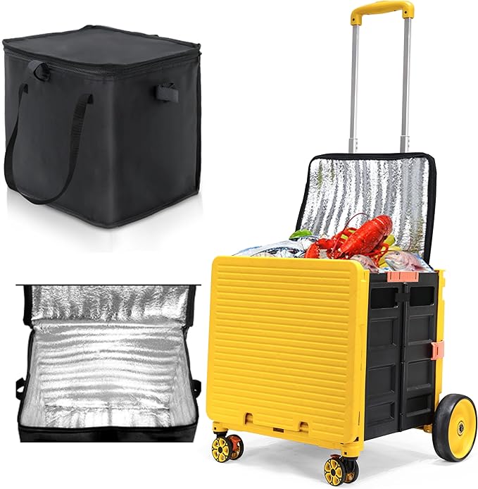 Cooler Bag Wheeled,Large Insulated Rolling Cooler Collapsible Leakproof Portable Hard Framed Ice Packs for Camping Picnic Beach Travel