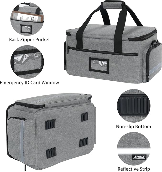 Medical Bag Home Health Nurse Bag Empty First Aid Storage Bag with Detachable Divider Medical Supplies Bag for Nursing Student,Therapist,Doctors(Grey)