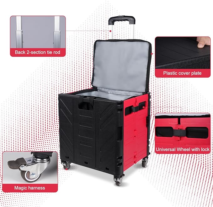 Cooler Bag Wheeled,Large Insulated Rolling Cooler Collapsible Leakproof Portable Hard Framed Ice Packs for Camping Picnic Beach Travel