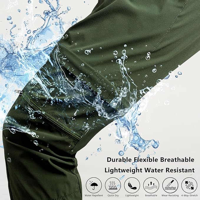 smawell Women's Hiking Pants Convertible Lightweight Zip-Off Outdoor Pants Quick Dry Joggers with Pocket