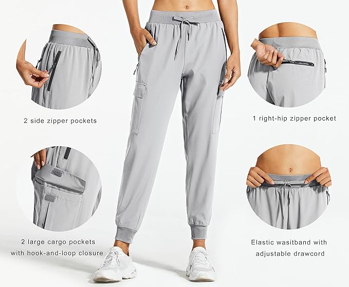 Libin Women's Cargo Joggers Lightweight Quick Dry Hiking Pants Athletic Lounge Casual Travel
