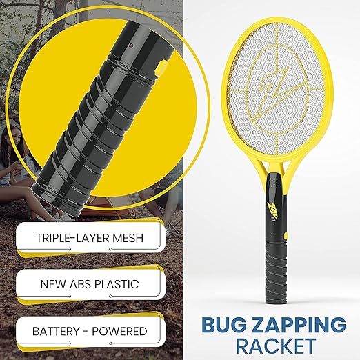 ZAP IT! Bug Zapper Battery Powered (2xAA Included) Bug Zapper Racket, 3,500 Volt