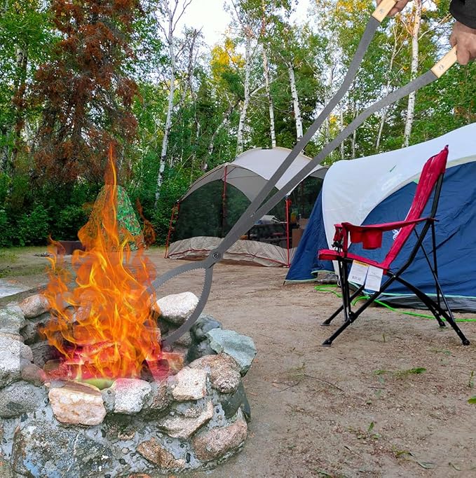 40" Fireplace Tongs Log Grabber Made Of Premium Heavy Duty Alloy Steel. Fire Tongs With Wood Handle Best For Fire Pit Fireplace Campfire Indoor & Outdoor. Upgraded Fire Pit Tools.