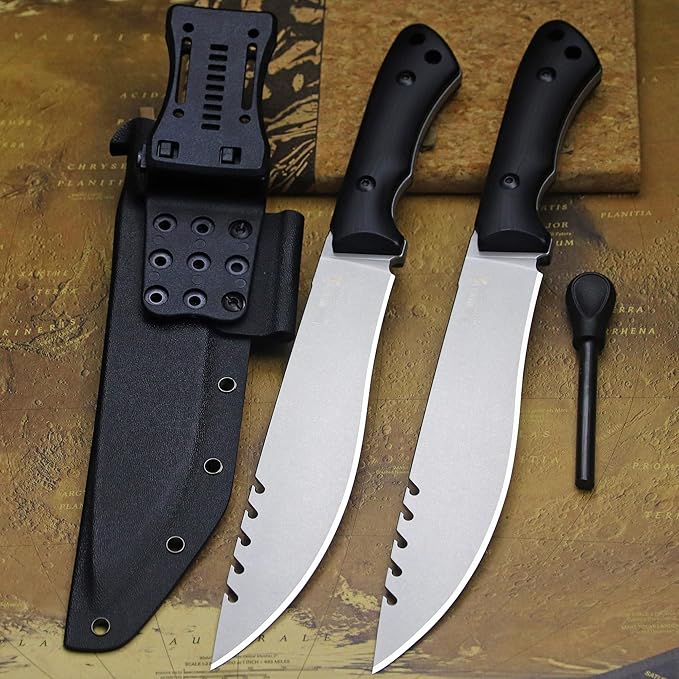 13.4-inch DC53 steel full tang hunting knife + K sheath. Suitable for camping, hiking, hunting and as daily carry equipment for handicrafts. (10 - Tactical Style A)
