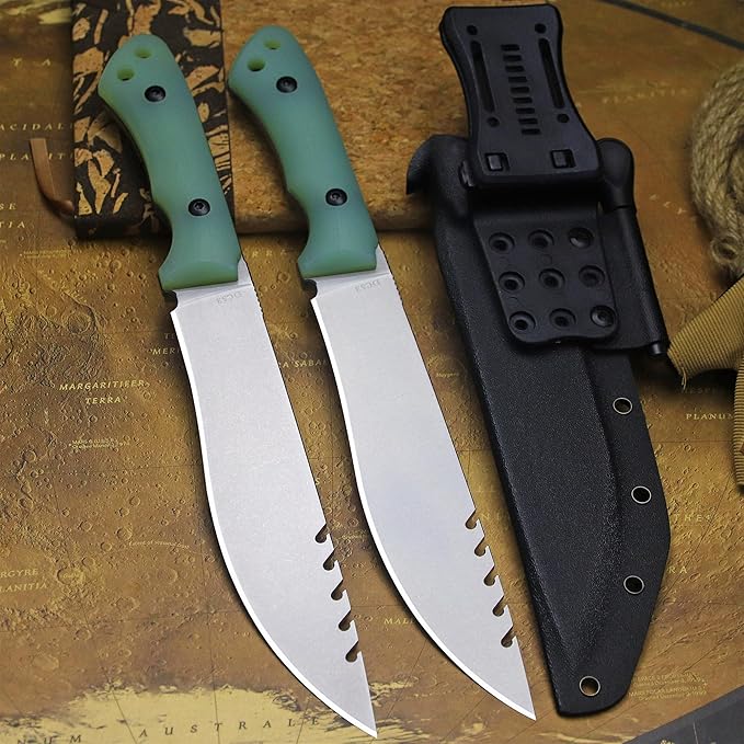 13.4-inch DC53 steel full tang hunting knife + K sheath. Suitable for camping, hiking, hunting and as daily carry equipment for handicrafts. (G10 - Minimalist Luxury Style A)