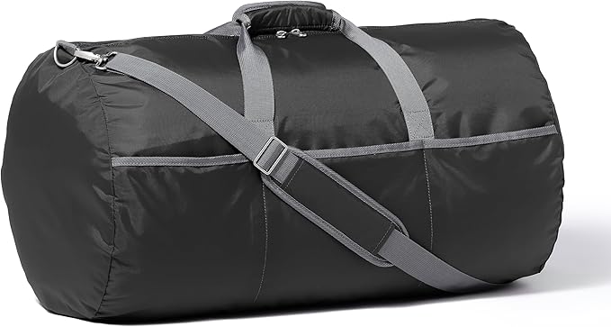 Amazon Essentials 32.4" Extra Large Foldable Nylon Duffel Bag for Travel/Storage with Zippered Pockets, 9254 Cubic Inch (150L), 50-LBS Capacity, Black (Previously Amazon Basics)