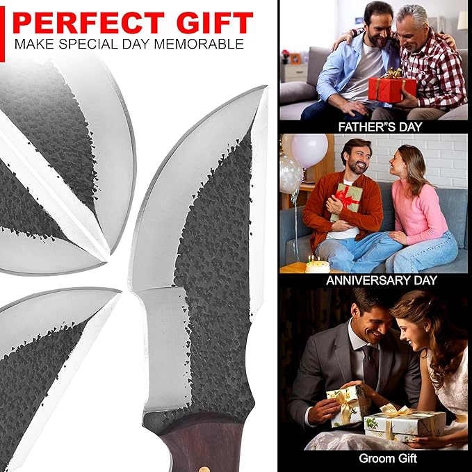 KIMPE 10" Handmade D2 Steel Tracker Knife-Survival & Hunting Knife with Holster-Full Tang Fixed Blade Knive with Ram Horn Handle-Knives for men.(D2 Ram Horn)