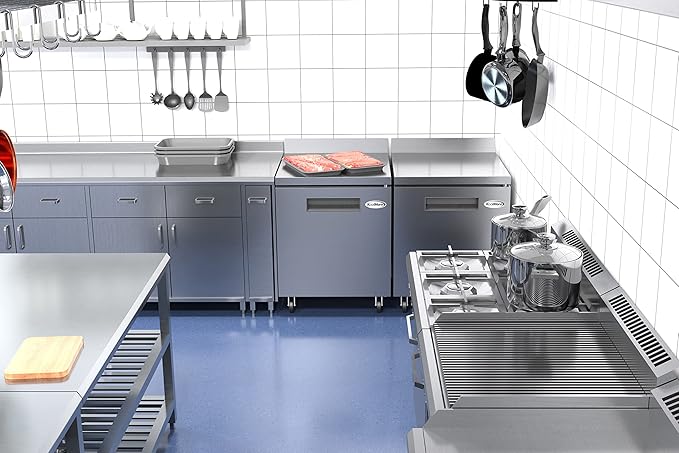 KoolMore FWT-1D-6C 27" Stainless Steel Worktop Commercial 3 1/2” Backsplash-6.3 cu.ft, Freezer Single Door