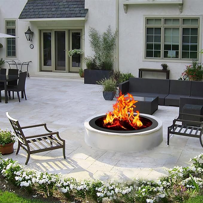36 inch Inner Fire Pit Ring, 40 inch Outer Large Round Steel Fire Pit Insert Metal Fire Ring Liner Rim Heavy Duty for Outdoor