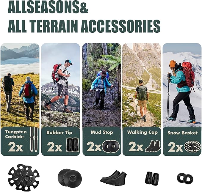 Carbon Fiber Hiking Poles 2pcs, Collapsible Nordic Trekking Poles,Cork Handle Ultralight Folding Walking Sticks, Hiking Sticks, Lightweight Foldable Trekking Walking Sticks for Seniors Women Men