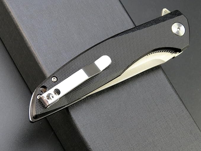Eafengrow EF231 Folding Knife D2 Steel Blade G10 Handle Scales EDC Tool Knives for Working Outdoor Camping Hiking Fishing(black)