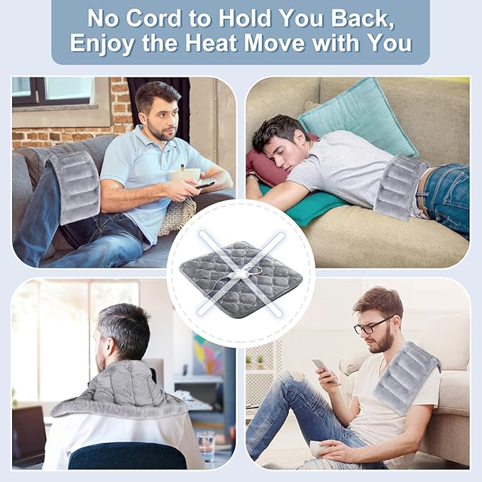SuzziPad Microwavable Heating Pads for Neck and Shoulder Back Discomfort, 7x16 Fatigue Soothing Heated Pad Microwave, Moist Hot Packs, Unscented Heat Pack for Aches, Sore Muscle, Gray