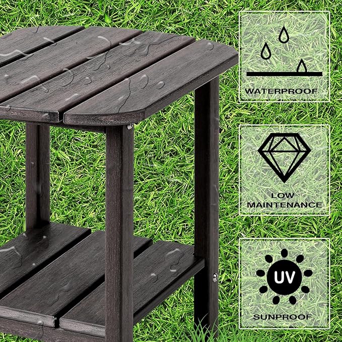 LZRS Side Table, Outdoor Side Tables, End Tables for Patio, Backyard,Pool, Indoor Companion, Easy Maintenance & Weather Resistant(Taupe)