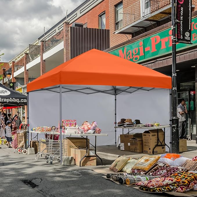 COOSHADE Pop Up Canopy Tent 10x10 with 2 Sidewalls, Outdoor Shade Instant Canopy Tents, Orange