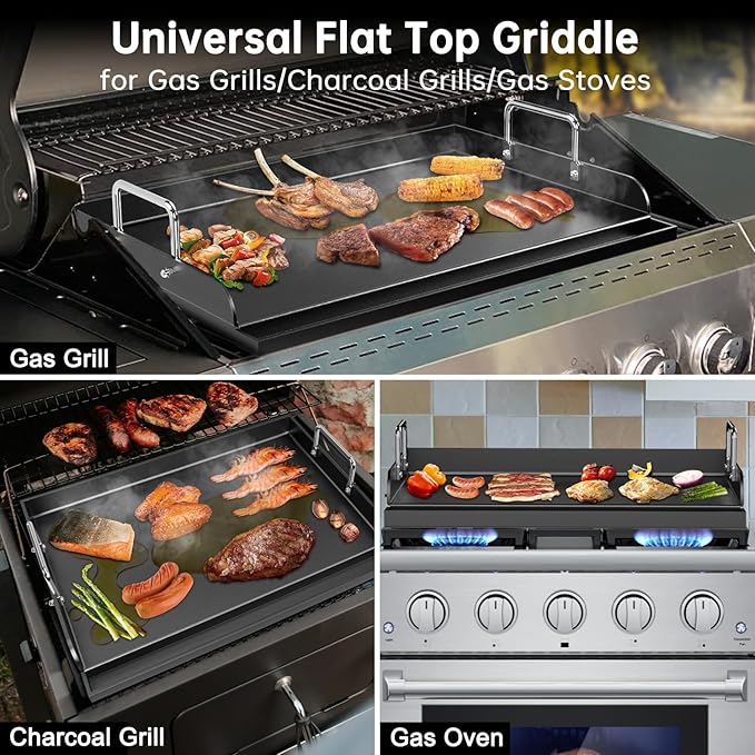 Universal Griddle for Gas Grill - 17" x 13" Flat Top Grill Plate with Nonstick Ceramic Coating, Griddle Insert for Gas Stove, Outdoor Camping & Tailgating