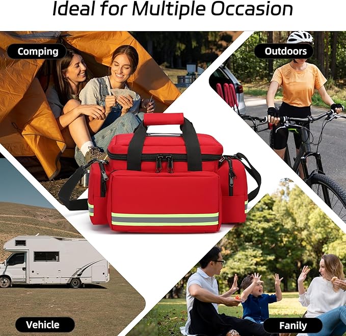 First Aid Bag Empty First Responder Bag,First Aid Kits Storage,Trauma Bag with Detachable Dividers, Medical Bag for Nurses,Ideal for EMT, EMS,Paramedics,Home Health Care(Bag Only)