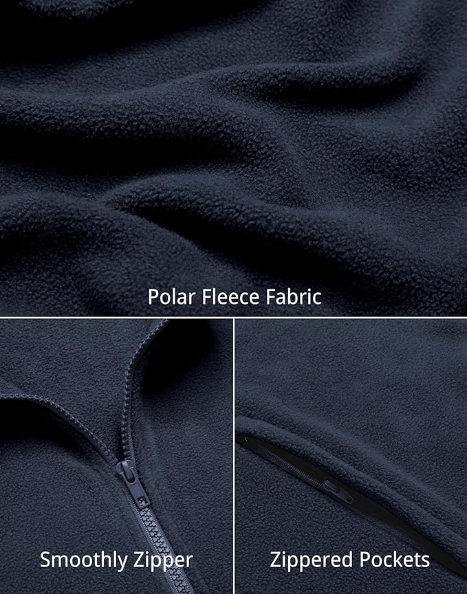 COOFANDY Mens Polar Fleece Vest Lightweight Sleeveless Jacket Warm Zip up Outerwear Vests with Zipper Pockets for Hiking