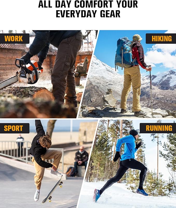 6 Pairs Men's Cotton Crew Work Boot Socks, Moisture Cushioned Athletic Sports Socks for Hiking Running Workout