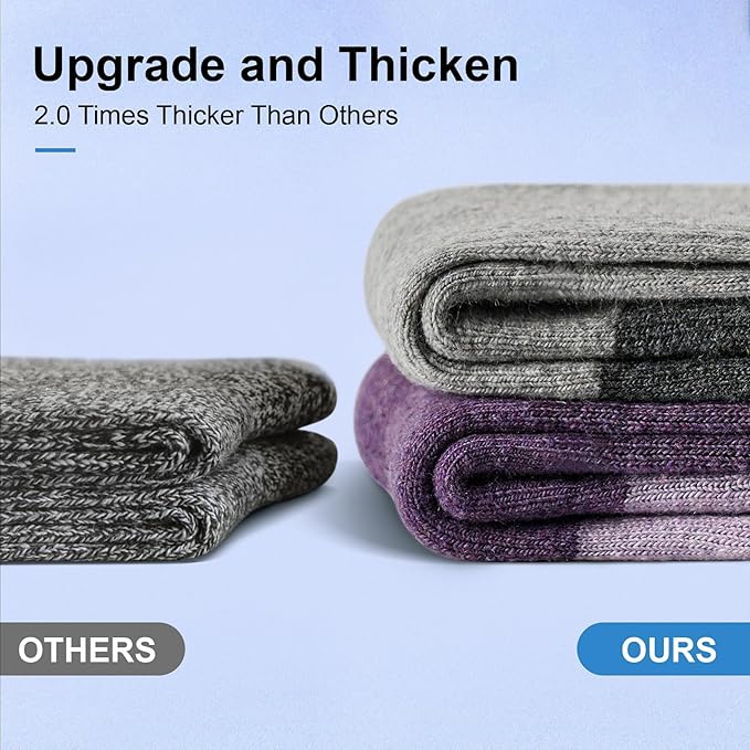 SIMIYA 5 Pairs Merino Wool Socks for Women Winter Thick Warm Hiking Socks Women Thermal Crew Cushion Socks