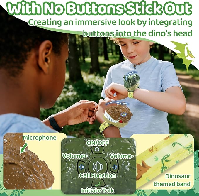 Vvinca Walkie Talkies for Kids 2 Pack Dinosaur - Toys for Boys Girls Age 3-5 5-7 8-12 T-Rex Adjustable Strap Long Range Clear Sound Dino Walkie Talkie Outdoor Camping Christmas Birthday Gifts Toddlers