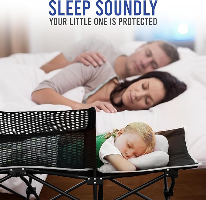 Toddler Cot Bed: Kids Travel Camping and Portable Folding Cot, Great for Outdoors and Young Guests at Home. Comfortable Sleeping Bed Easy to Store and Use (Blue)