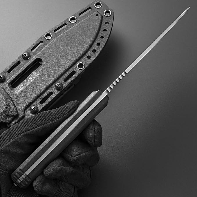GTK4 Fixed Blade Knife AUS-8 Steel Blade Nylon Fiberglass Handle Full Tang EDC Tool Knifes for Outdoor Camping Survival Adventure(black)