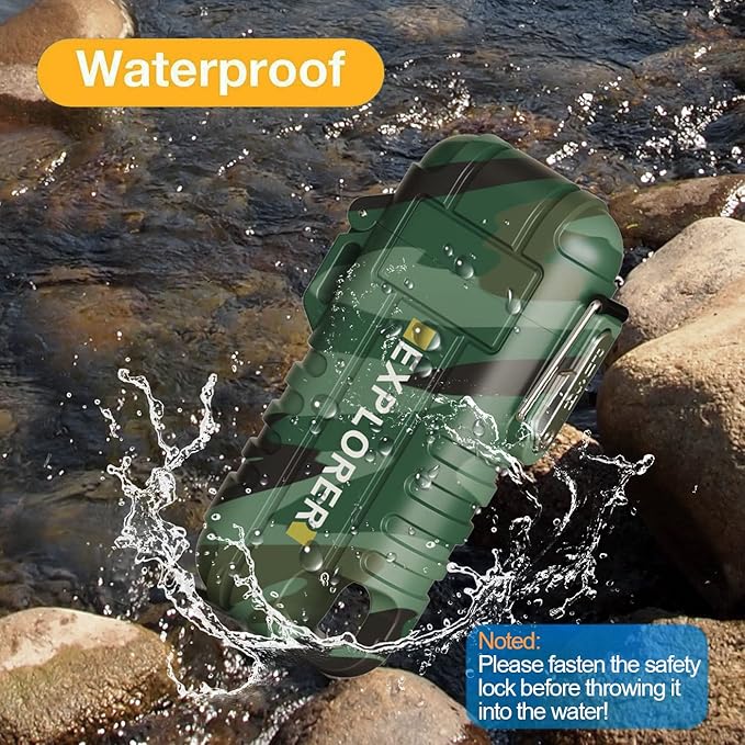 Waterproof Electric Lighter with 360°Flexible Long Neck, Outdoor Windproof Arc Lighter USB Rechargeable Flameless Plasma Cool Lighters for Outdoor & Kitchen(Camo)