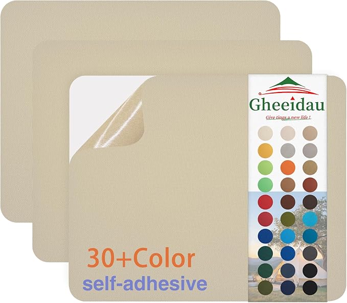Canvas Repair Patch 9×11 Inch 3Pcs Waterproof Self-Adhesive Fabric Repair Patch for Tents,Boat Cover,Pop Up Canopy,Patio,Bags,Car Seats,Sofas,Furniture Cover (Beige)