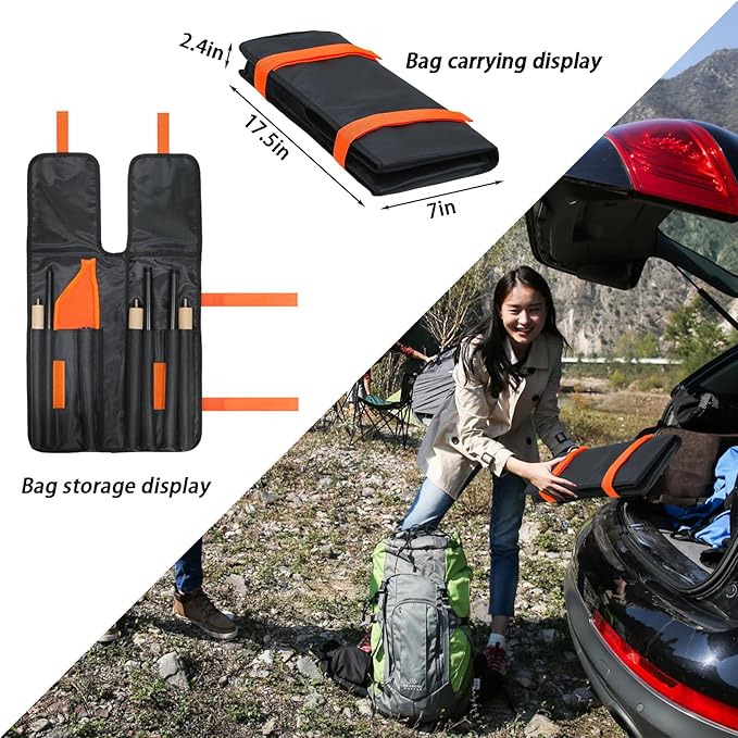 42" Fire Tongs Firewood Log Grabbers and Fire Poker Set, Portable Detachable Heavy Duty Large Fire Tongs Fire Poker Tools Set for Fire Pit, Fireplace, Camping, Bonfires Outdoor/Indoor