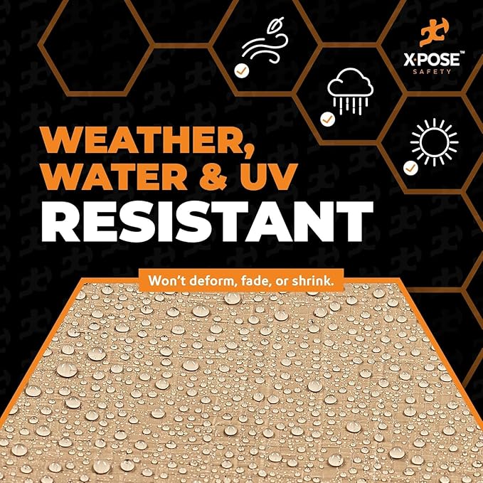 Heavy Duty Tan Poly Tarp 6' X 8' (2-Pack) - Multipurpose Protective Cover - Durable, Waterproof, Weather Proof, Rip and Tear Resistant - Extra Thick 12 Mil Polyethylene - by Xpose Safety