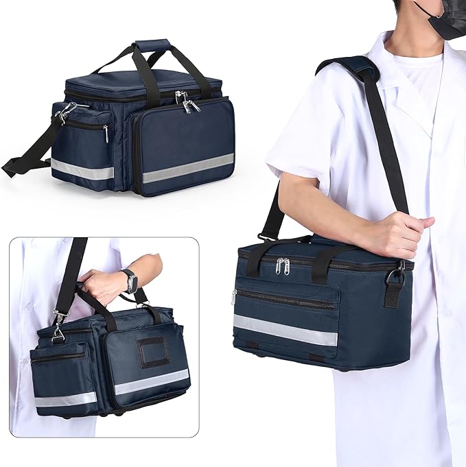 Medical Bag Empty First Aid Bag Emergency Responder Bag Professional First Aid Kits Storage with Inner Dividers and No-Scratch Bottom,Trauma Bag for Home Health